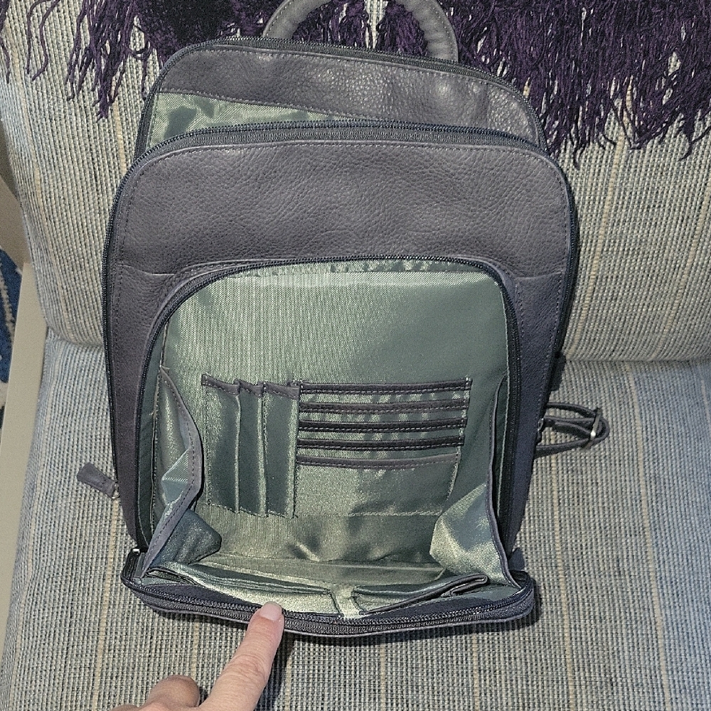 Gray Leather Backpack - image 7